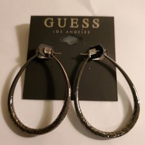 Guess Black/ Charcoal hoop earrings